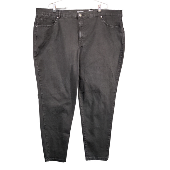 Terra & Sky Women's Skinny Leg Jeans Black 26W Petite Denim 5-Pocket - Picture 1 of 11